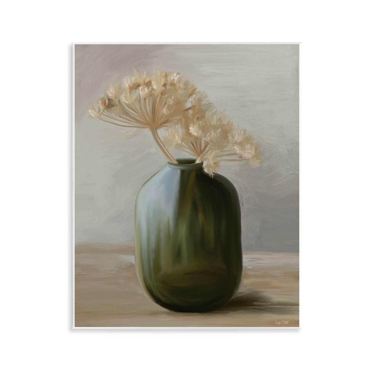 Stupell Industries Dried Blooms in Green Vase Wall Plaque, design by House Fenway